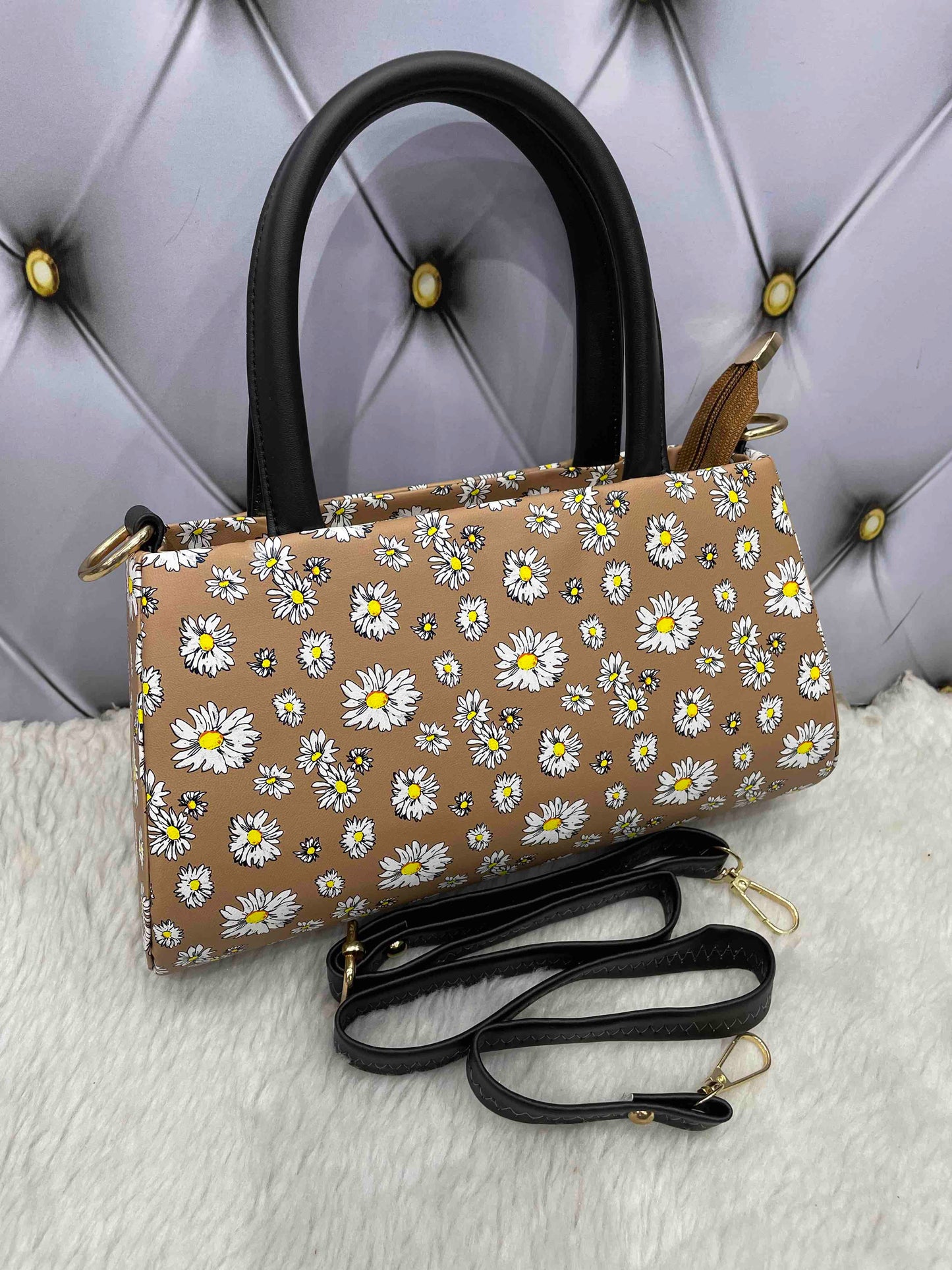 Floral Black Handle Sling